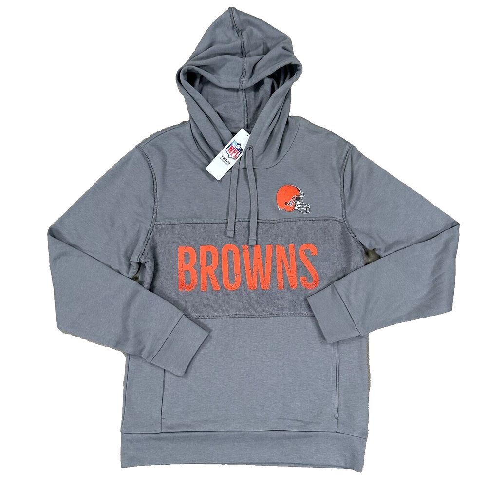 NFL‎ Team Apparel Mens Medium Gray Pullover Hoodie Cleveland Browns Sweatshirt